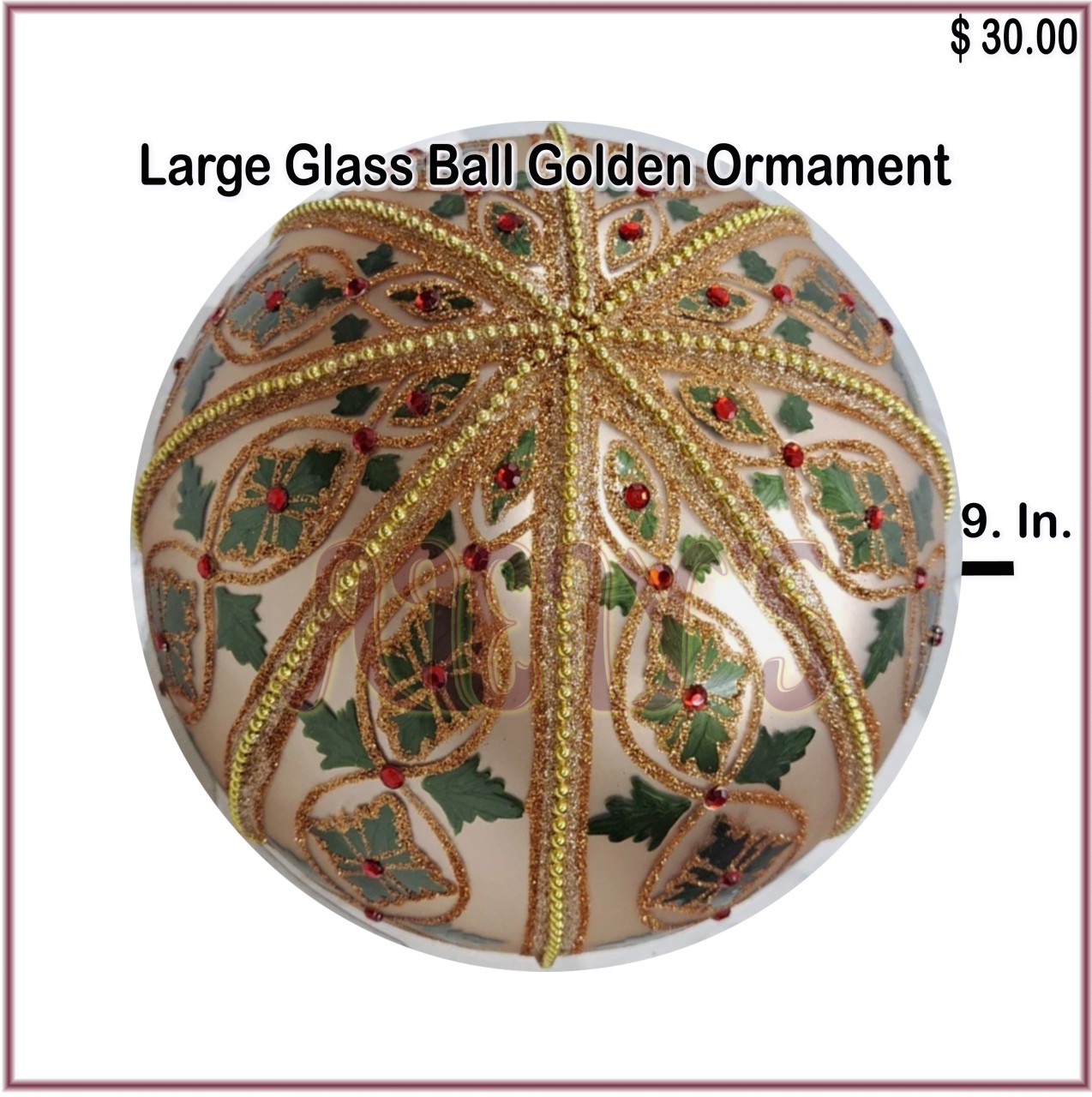 1 Un. Golden Glass Ball 9"